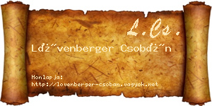 Lövenberger Csobán névjegykártya
